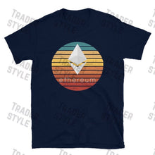 Load image into Gallery viewer, Ethereum sunset retro navy t-shirt