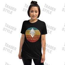 Load image into Gallery viewer, Ethereum sunset retro t-shirt side view