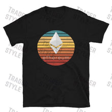 Load image into Gallery viewer, Ethereum sunset retro black t-shirt front
