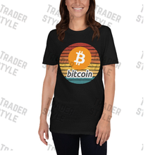 Load image into Gallery viewer, Bitcoin Sunset tee print closeup