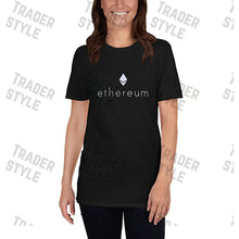 Load image into Gallery viewer, Ethereum Classic logo black t-shirt side view