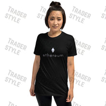 Load image into Gallery viewer, Ethereum Classic logo black t-shirt worn