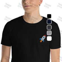 Load image into Gallery viewer, Rocket Emoji to the Moon Embroidery T-shirt