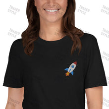 Load image into Gallery viewer, Rocket Emoji to the Moon Embroidery T-shirt
