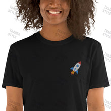 Load image into Gallery viewer, Rocket Emoji to the Moon Embroidery T-shirt
