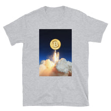 Load image into Gallery viewer, Bitcoin To the Moon Space Rocket T-shirt