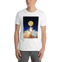 Load image into Gallery viewer, Bitcoin To the Moon Space Rocket T-shirt