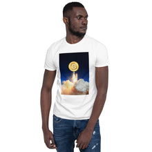 Load image into Gallery viewer, Bitcoin To the Moon Space Rocket T-shirt