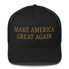 Load image into Gallery viewer, Make America Great Again Subtle Gold Elon Musk Slogan Trucker Cap
