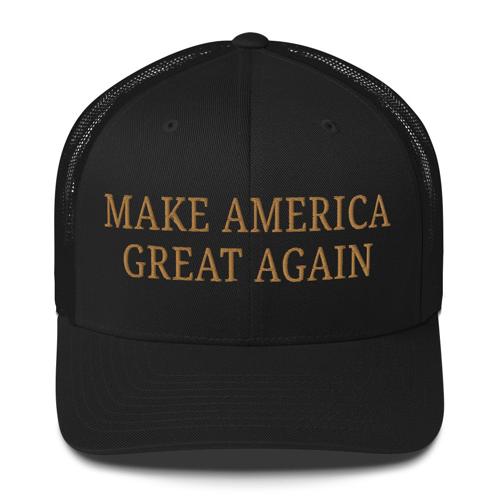 Make America Great Again Subtle Gold Elon Musk Slogan Trucker Cap