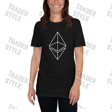 Load image into Gallery viewer, Ethereum outline logo black t-shirt back
