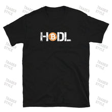 Load image into Gallery viewer, Hodl Bitcoin distressed t-shirt black cotton detail
