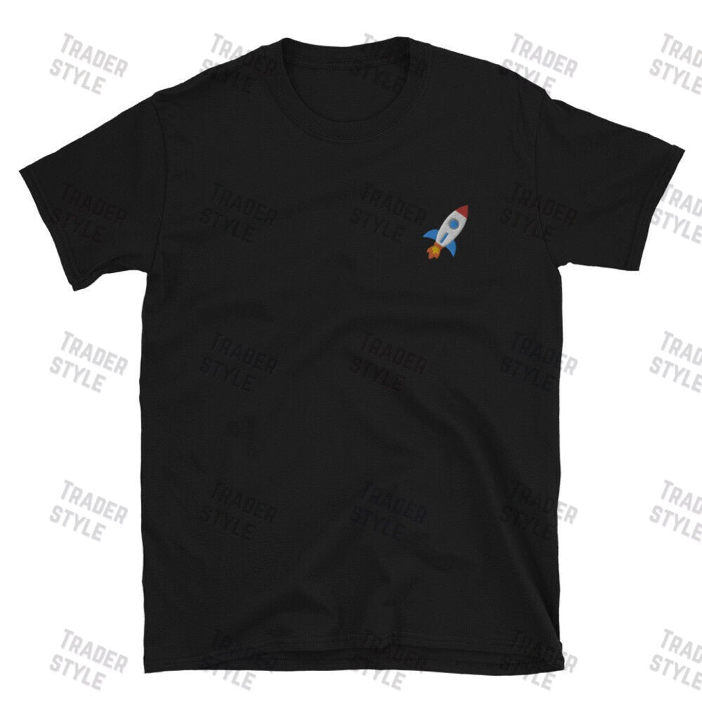 Rocket Emoji to the Moon Embroidery T-shirt