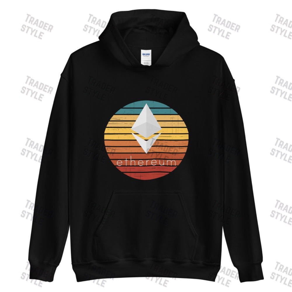 Ethereum Retro Sunset Pullover Hoodie