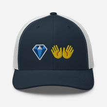 Load image into Gallery viewer, Diamond Hands Emoji Trucker Cap
