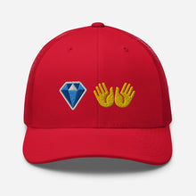 Load image into Gallery viewer, Diamond Hands Emoji Trucker Cap
