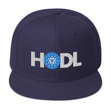 Load image into Gallery viewer, Cardano ADA HODL Snapback Cap Blue &amp; White
