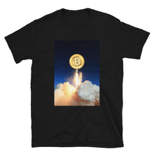 Load image into Gallery viewer, Bitcoin To the Moon Space Rocket T-shirt
