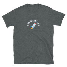 Load image into Gallery viewer, Stocks to the Moon Rocket Outline T-shirt
