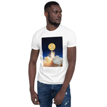 Load image into Gallery viewer, Bitcoin To the Moon Space Rocket T-shirt
